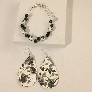 Leatherette Earrings & Bracelet